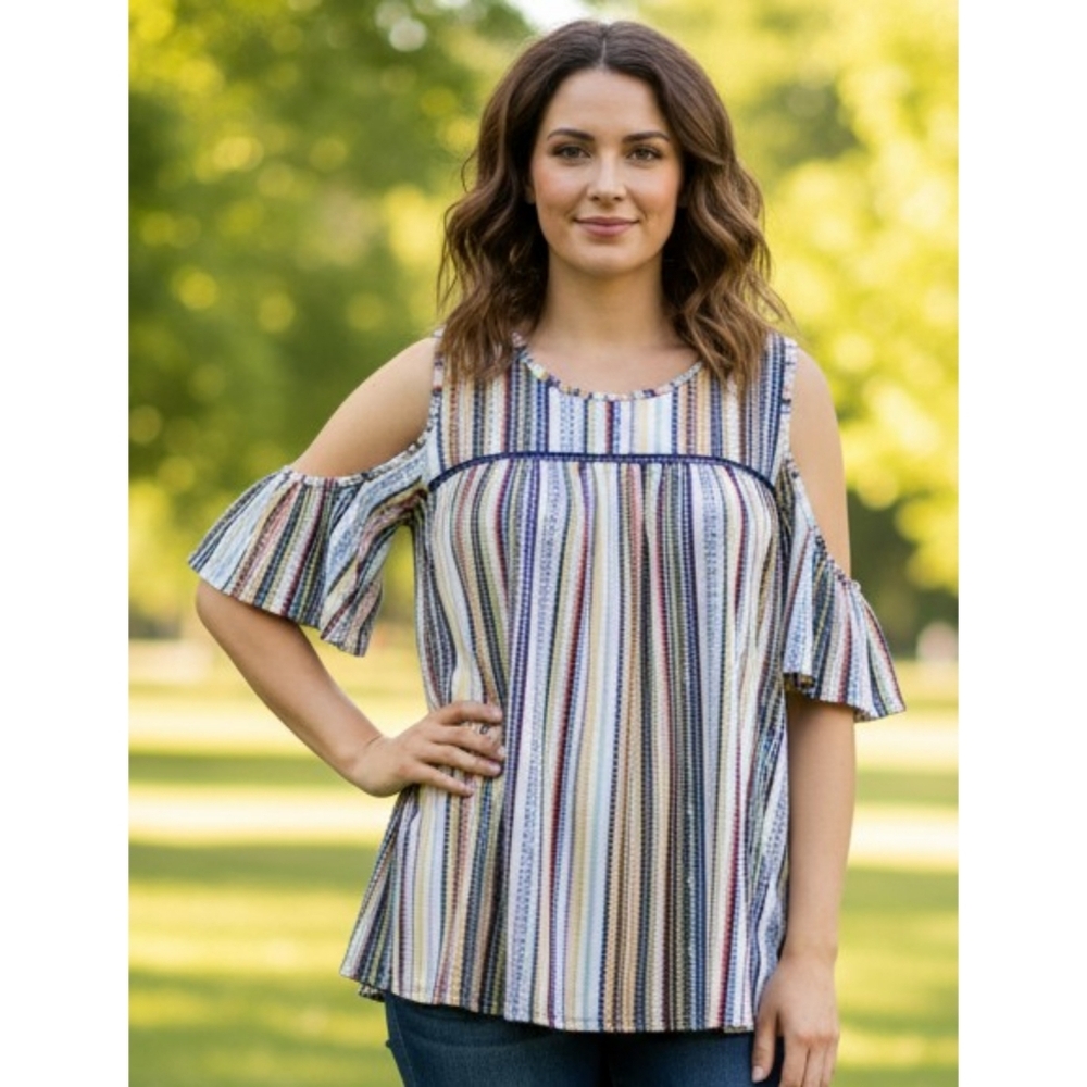 Robert Louis Cold Shoulder Blouse Multicolor Size XL